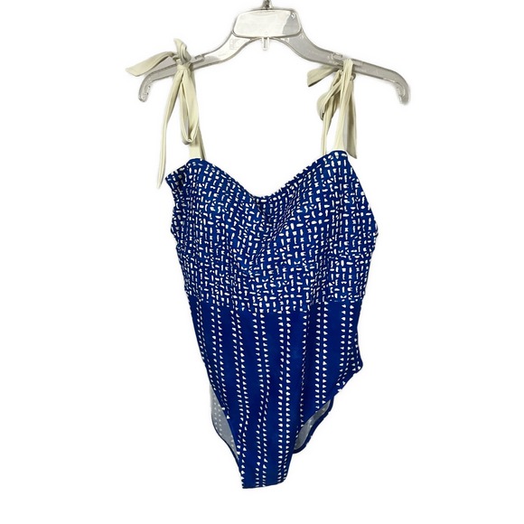 Summersalt Women's Blue & White Print Tie Strap One Piece Swimsuit-Size 14 - Picture 2 of 7